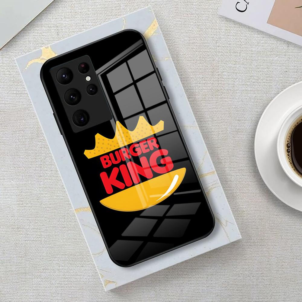 Brand Burger King Phone Case For Samsung S26 S25 Edge Ultra 23 22 21 20 Ultra Plus S24 Fe Glass Cover