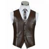 AL KHALID Coat Brown Sexy Real Soft Lambskin Slim Men Leather Vest Coat Fit Party