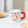 Мультяшная керамическая кружка с фруктами, кофейная чашка высокой ценности с крышкой и ложкой, с текстом-благословением, подарочная чашка для воды для девочек