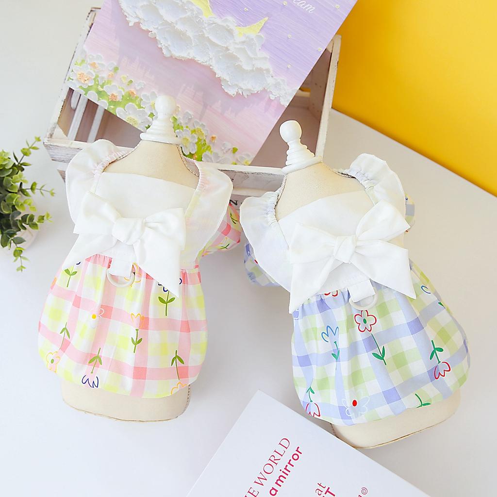 2023 Spring and Summer Dog Skirt Pet Clothes Installed Teddy Schnauzer Small Dog Bichon Fresh Field Skirt Wholesale Pet Clothes