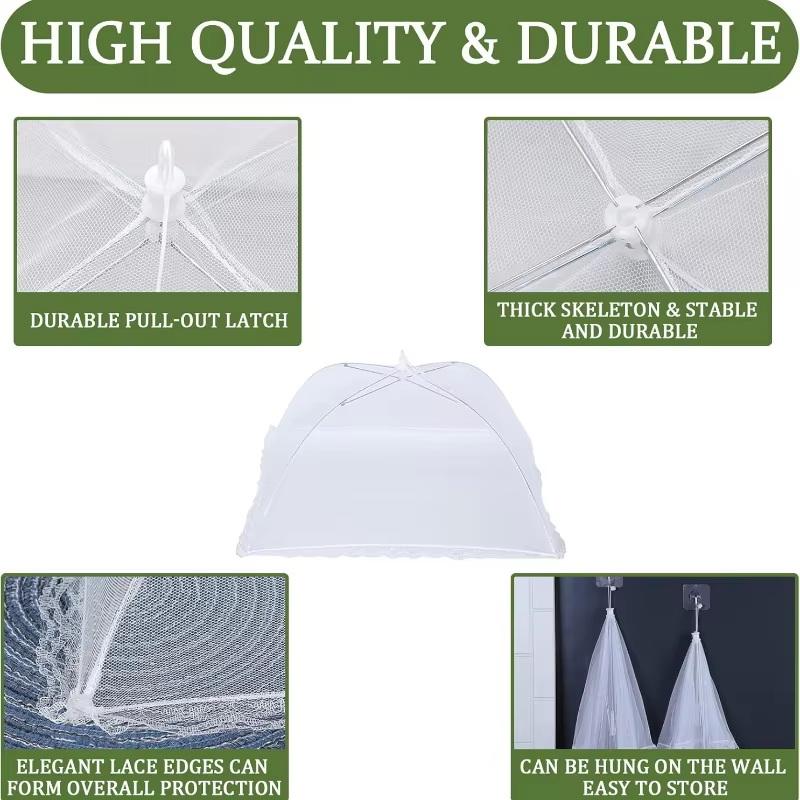Mesh Food Cover Folding Net Reusable Protector for Flies Insects Up Table Cover for Outdoor Dining