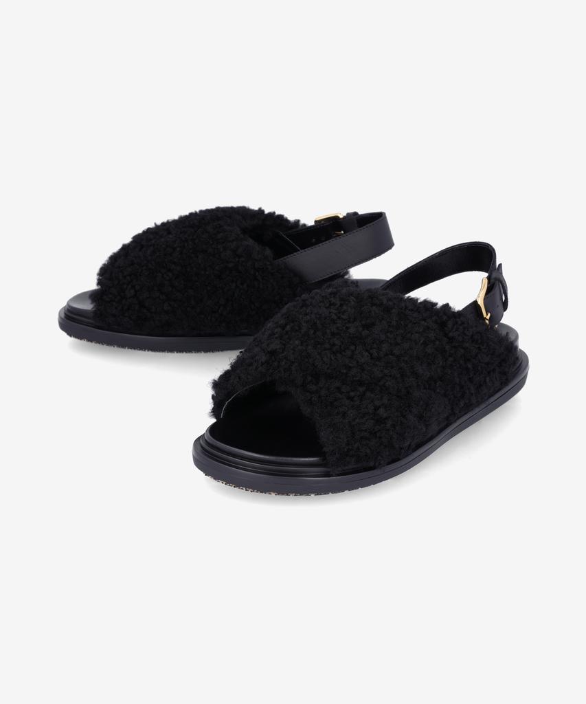 Marni Fur Furvet Leather Sandals - Black / Fbms005801P909300N99