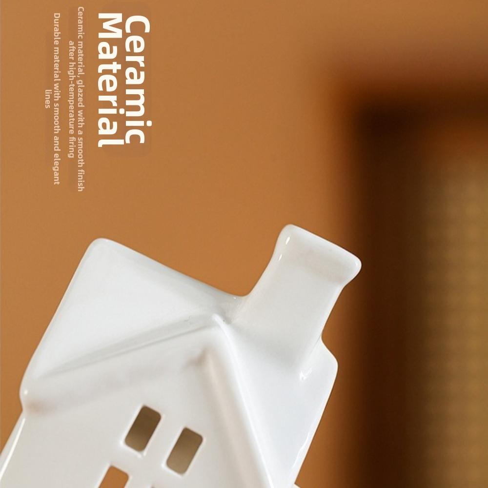 Ceramic Porcelain Villa White Tabletop Ornaments New Xmas Village Houses Winter Decor