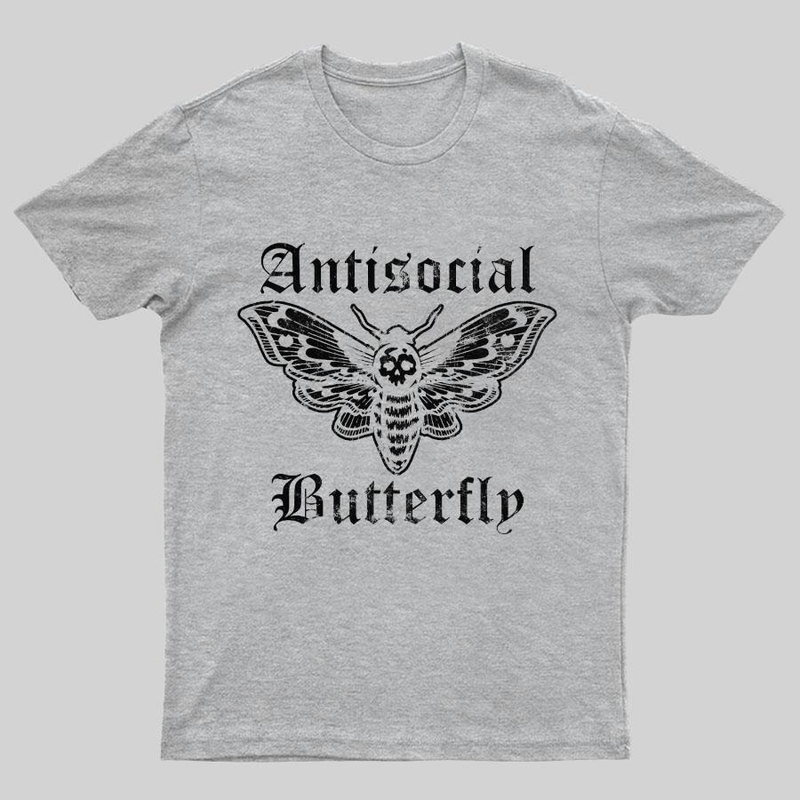 Funny Antisocial Butterfly Geeky T-Shirt