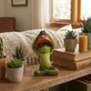 Handmade Yoga Frog Figurine Cartoon Mushroom Frog Statue Aesthetic Meditation Statue  Garden Decor