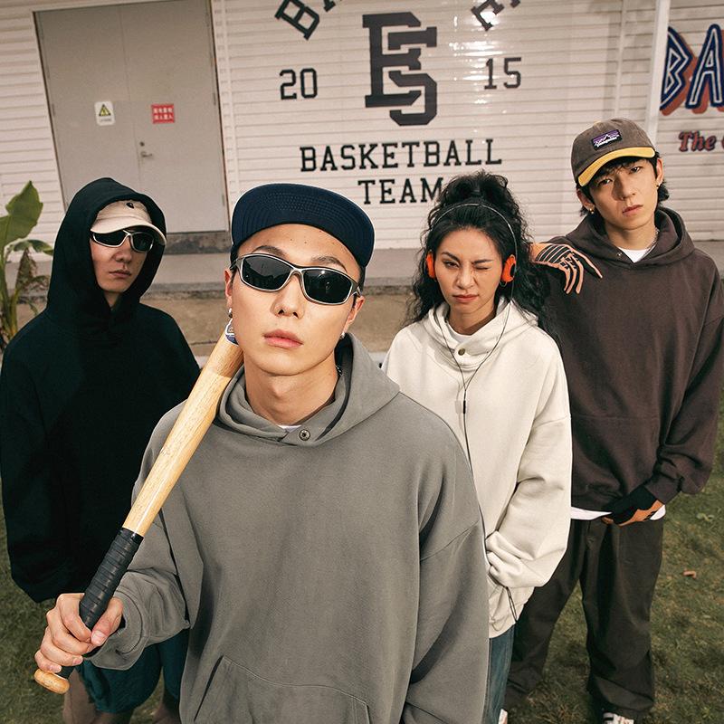 Мужская толстовка с капюшоном в винтажном стиле в американском стиле, свободная повседневная однотонная толстовка на весну и осень