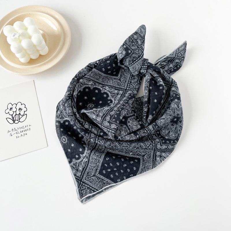 58Cm Cotton Small Square Scarf Floral Silk Scarf Thin High-End Silk Scarf Travel Headscarf Decorative Foreign Style Scarf