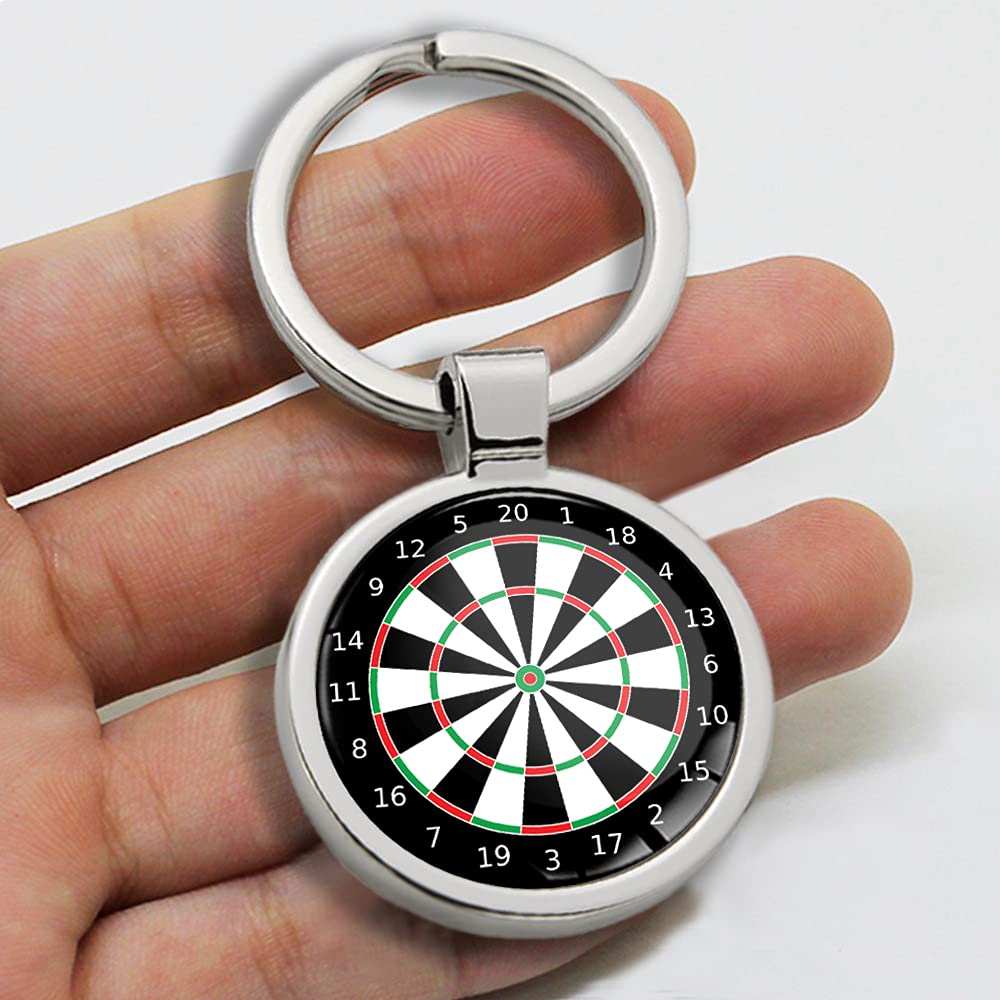 Skino 3D Metal Sports Game Darts Dart Board Target Keyring Keychain Gift Men Women Keychain Gift Box KK 197