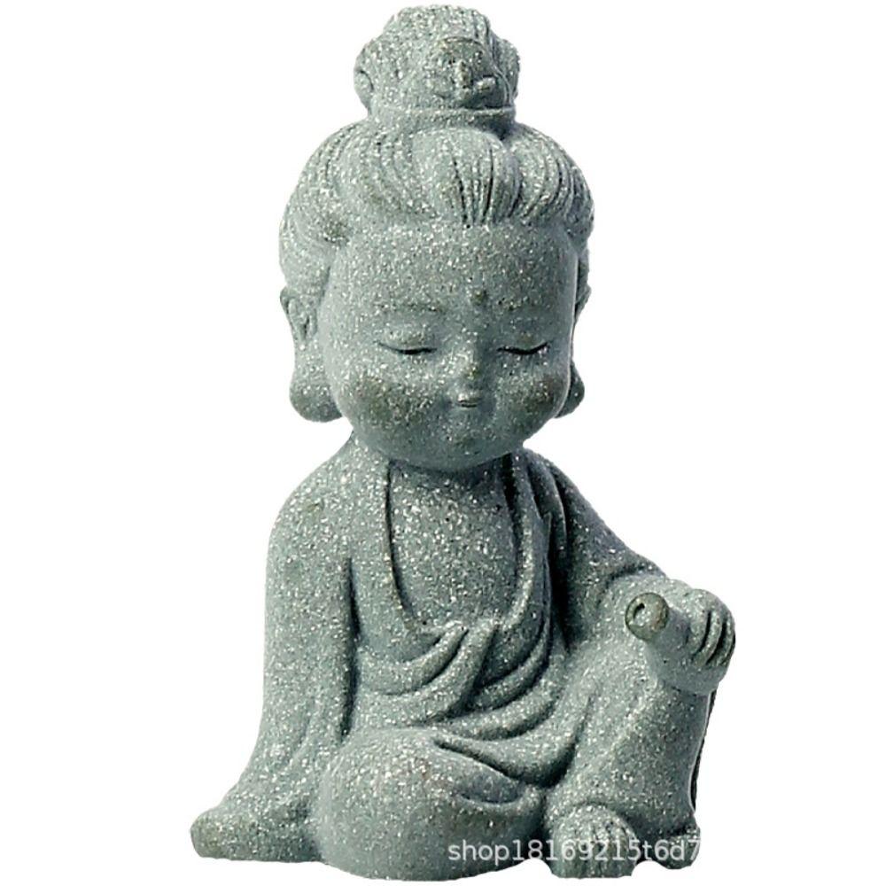 Cute Aquarium Buddha Statues Sandstone Little Monk Figurine Buddha Tea Pet Table Centerpieces