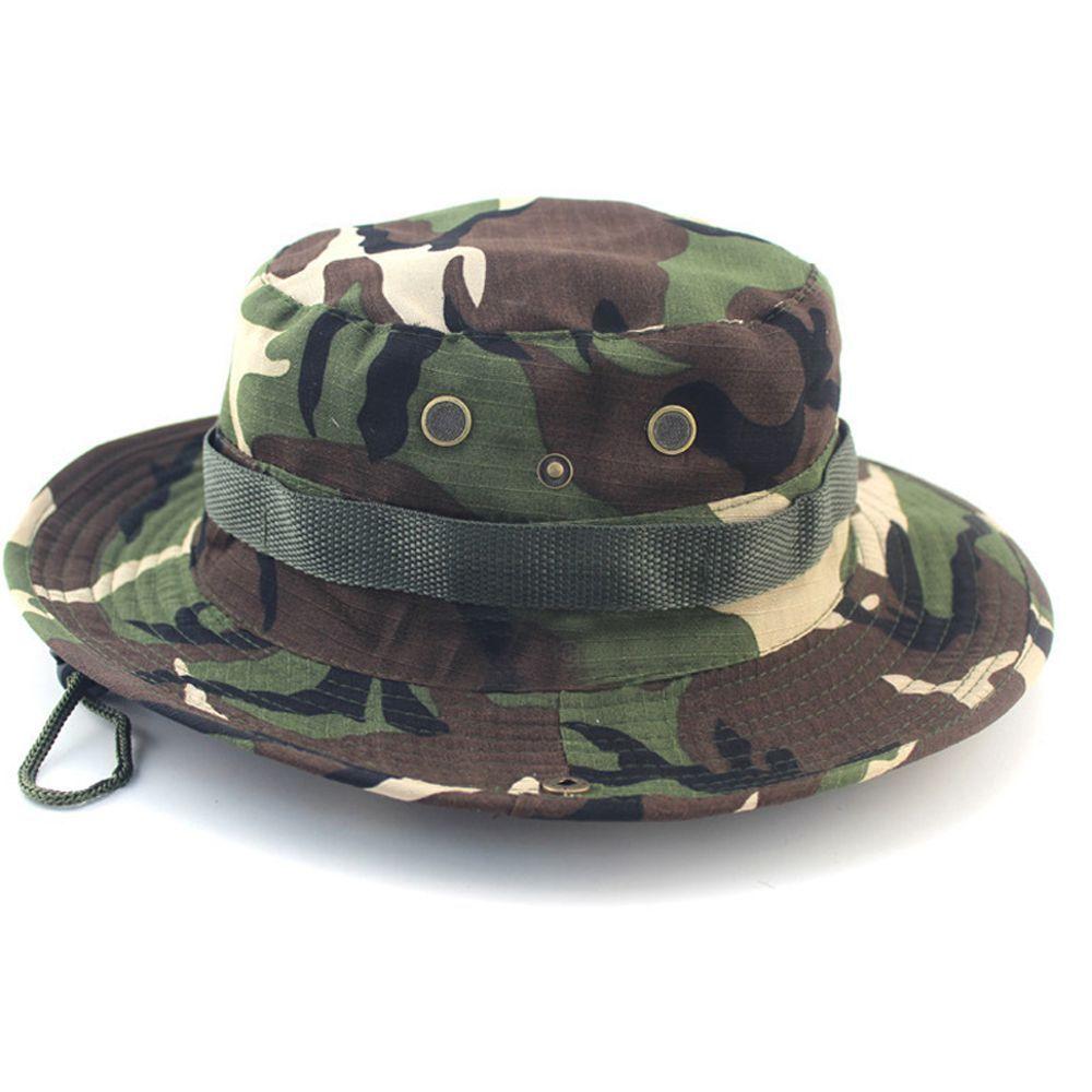 Men Unisex Wide Brim Bucket Hat Fishing Hiking Outdoor Cap Boonie Cap Sun Camo