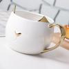 Креативная керамическая кофейная кружка с ручкой, позолоченная, с кошачьими ушками, бытовая чашка для завтрака, молока, овсянки, для детей, подарки на День святого Валентина