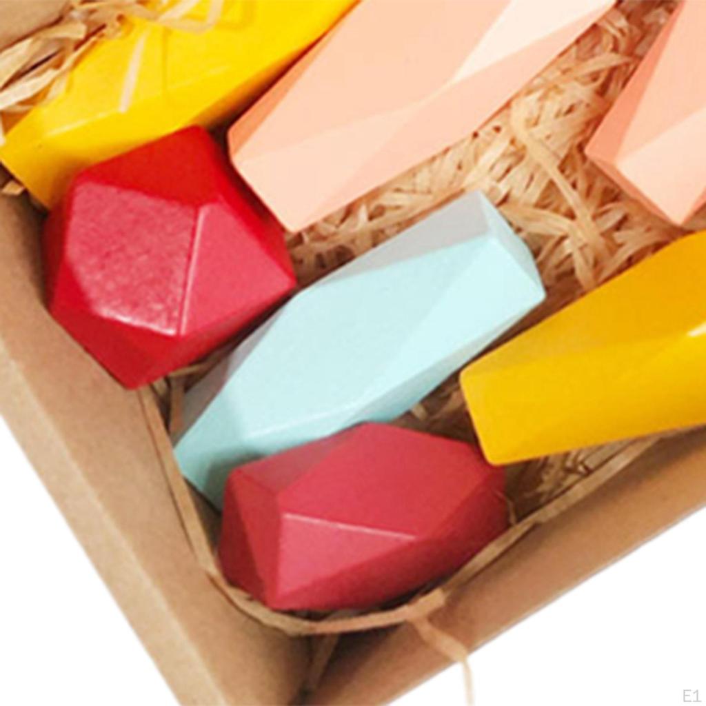 Деревянные сортировочные штабелирующие камни Красочные строительные блоки Мелкая моторика Игрушки Монтессори