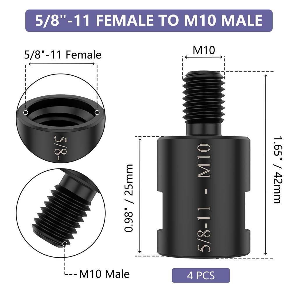 8Pcs M10 and M14 Angle Grinder Converter Adapter Thread Kit CRV Steel Interface Connector for Angle Grinder Polisher