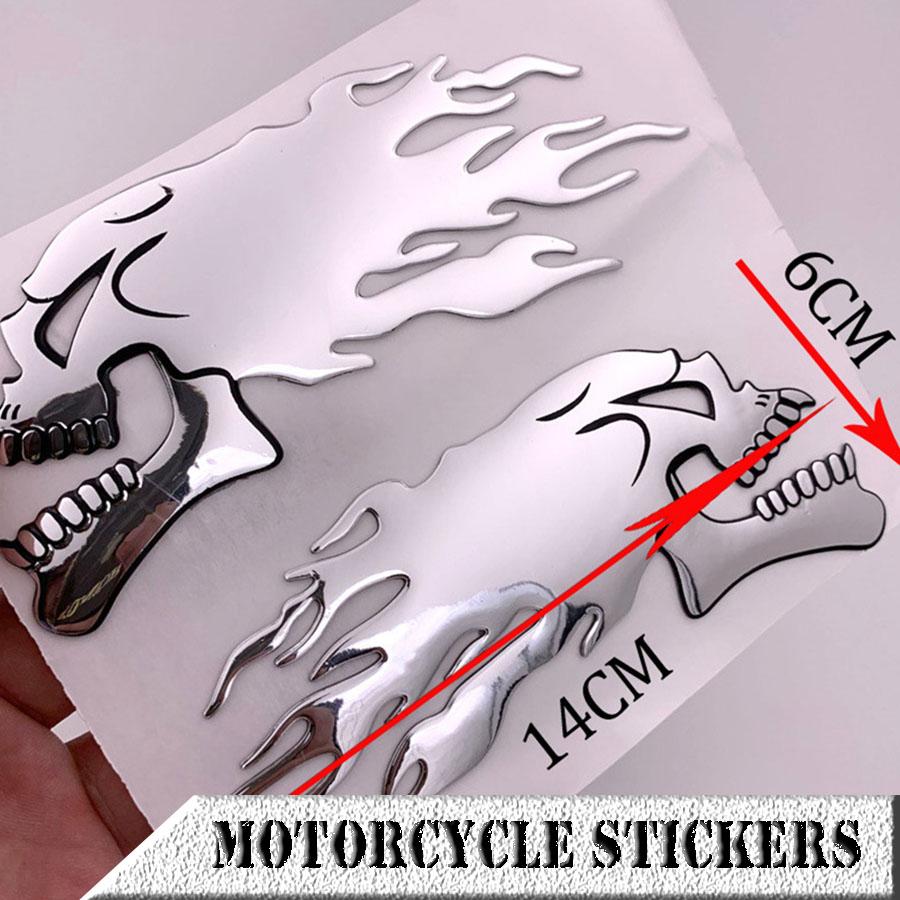 Пара мотоциклов с черепом, головой, пламенем, топливом, бензобаком, обтекателем, 3D-эмблема, значок, наклейка L/R