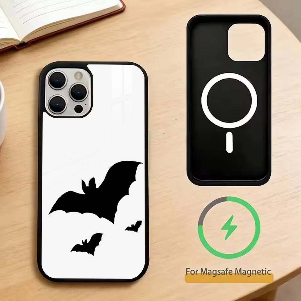 Летучая мышь Паук Узор Матовая текстура Чехол для телефона Для iPhone17,16,15,14,13,12,11 Plus,Pro Магнитный с Magsafe Беспроводная зарядка