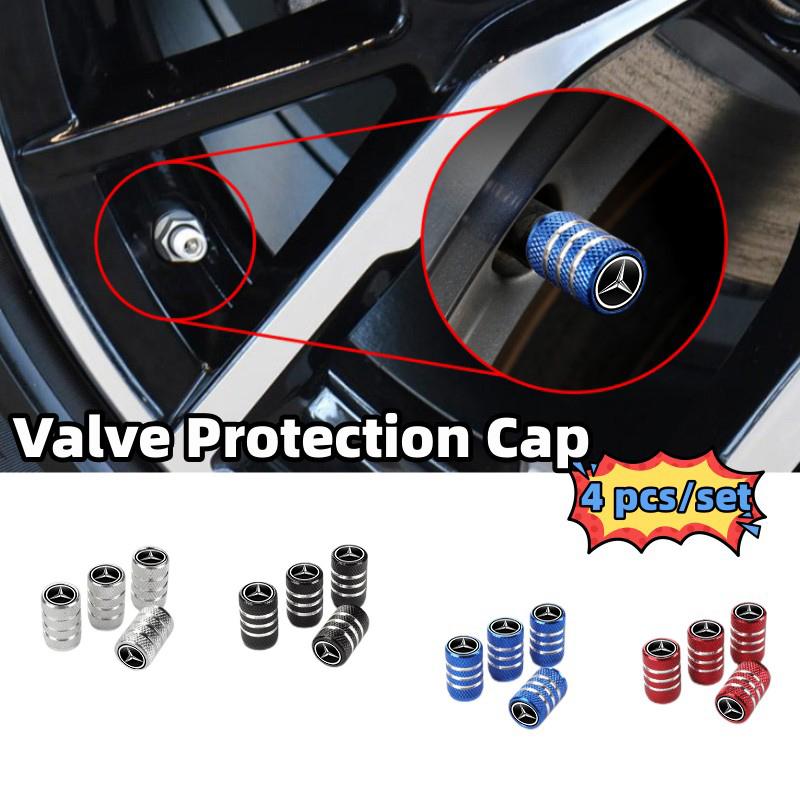 2025 Hot 4pcs Car Tire Stem Valve Caps Dustproof Caps Cover Accessories For Benz W211 W124 W176 W177 C180 C200 C260 C300 GLC CLE