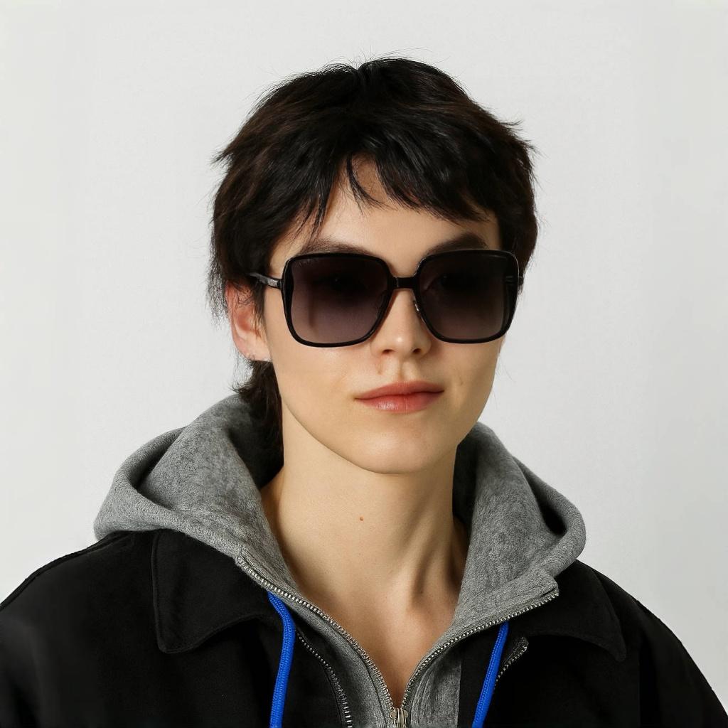 Coach Solid Logo Letter Alloy Irregular Shape Sunglasses Women sunglasses Black 0HC8368D50028G61