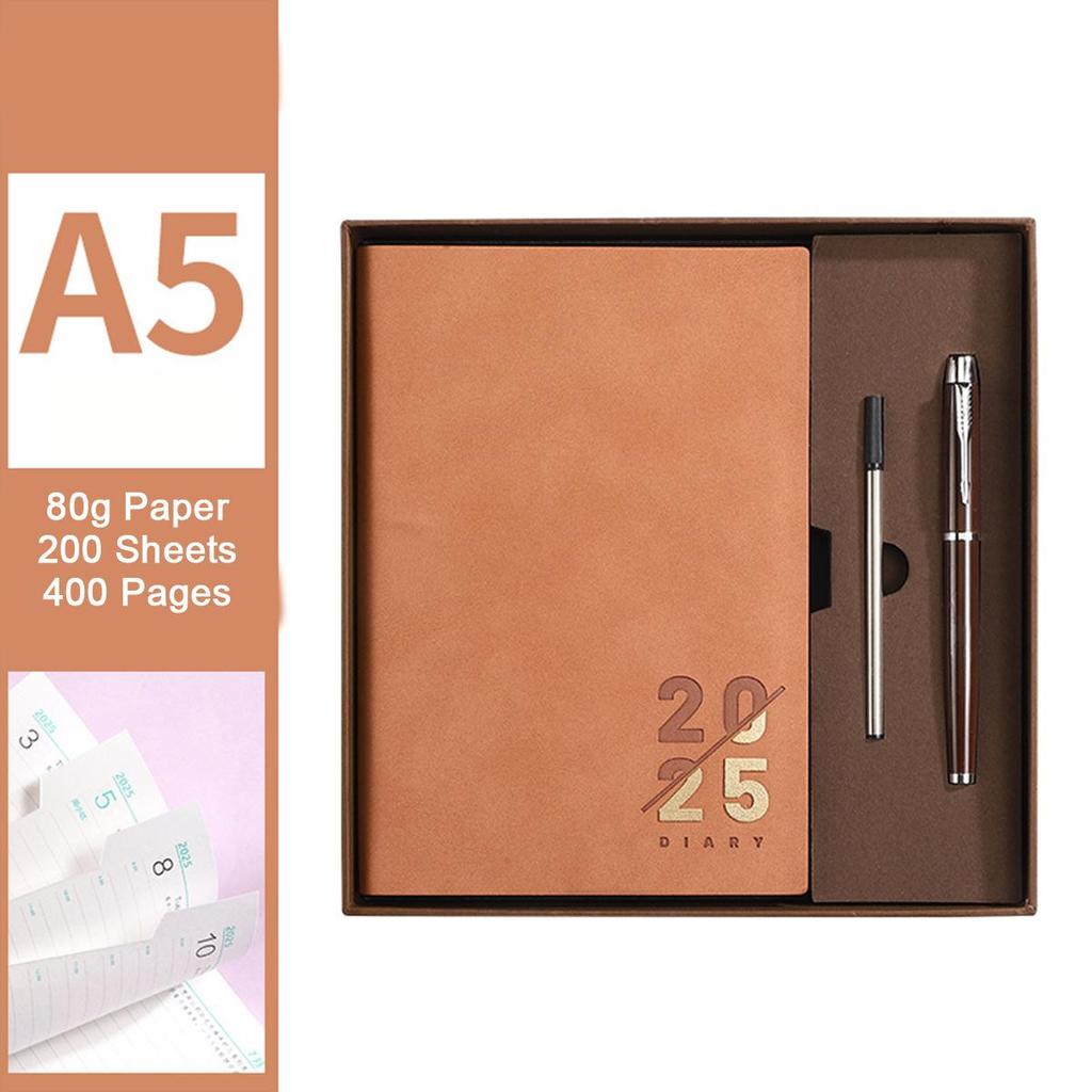 Кожаный деловой план на 2025 год формата А5, ежедневник для студентов, дневник учета на 365 дней, блокнот, памятка, 200 листов, 400 страниц