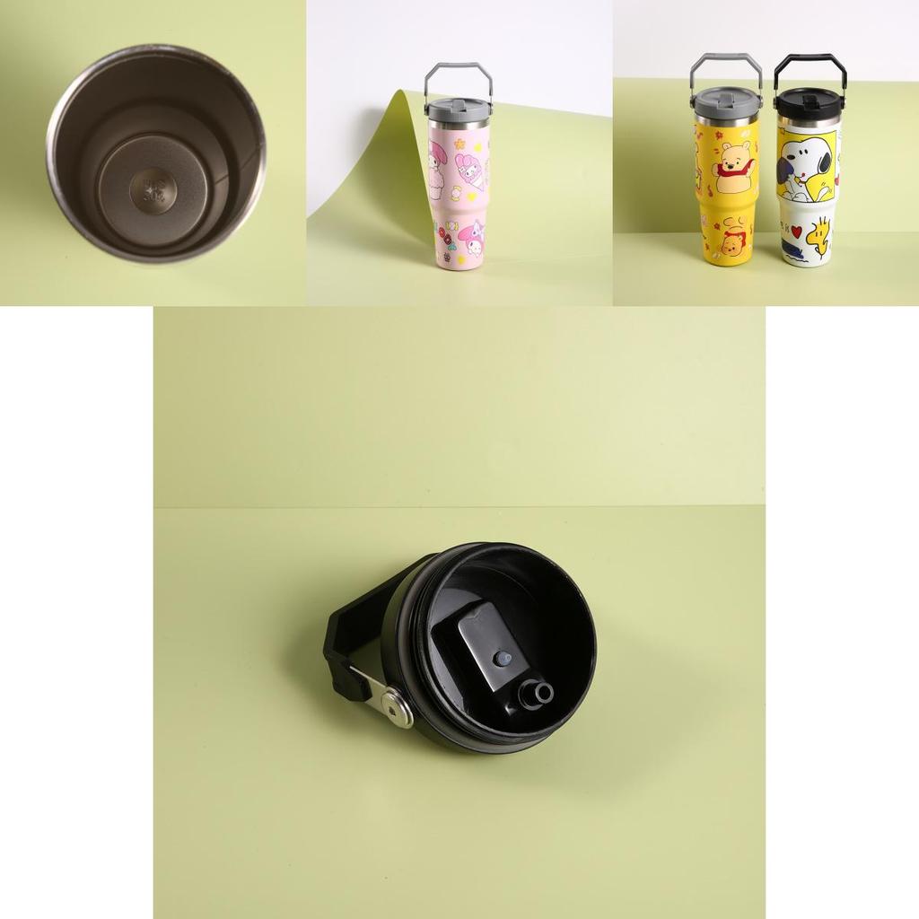 Стильная и портативная термокружка из нержавеющей стали с мультяшным дизайном, 30 унций