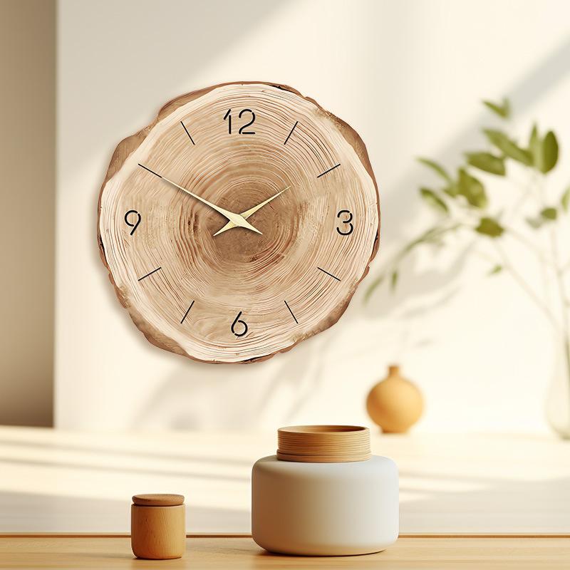 Modern Simple Art Faux Wood Grain Wall Clock Living Room Premium Feeling Wall Clock Home Dining Decoration Dining Room Decor