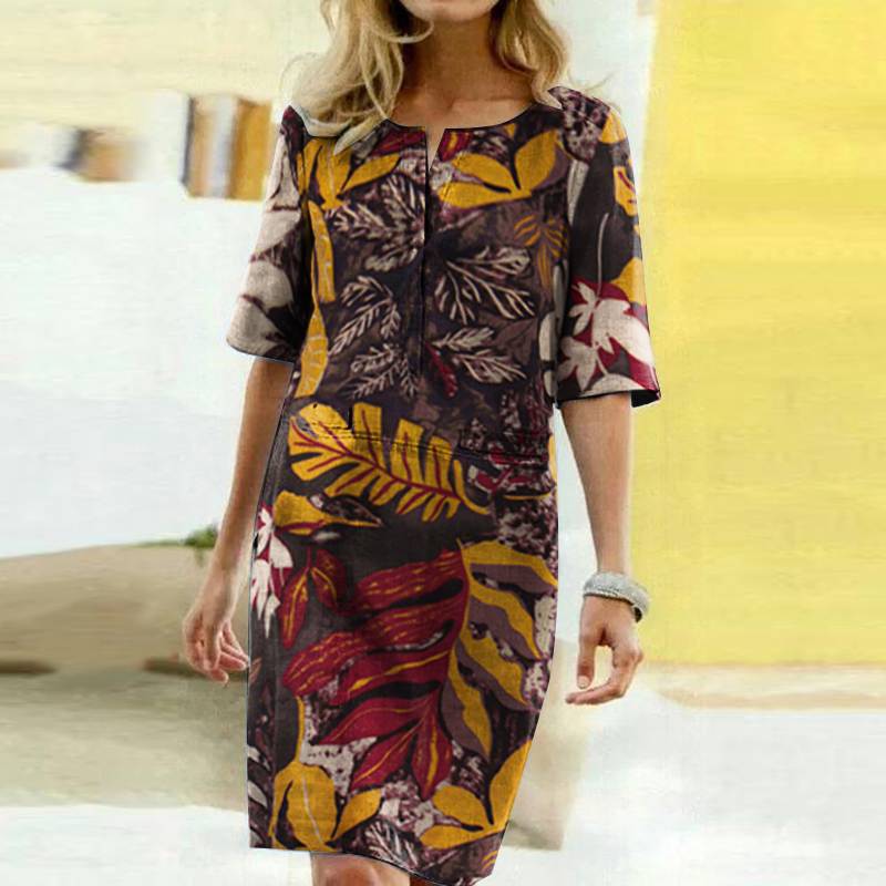 Летний сарафан с цветочным принтом, хлопковое льняное вечернее короткое платье, женские повседневные платья с коротким рукавом