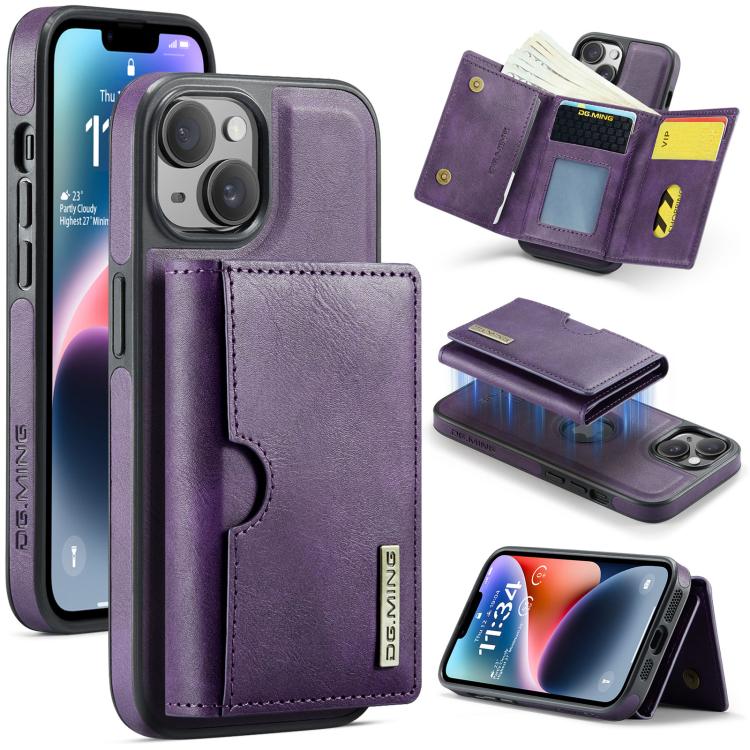 DG.MING M6 Series RFID Tri-fold Card Bag Removable Leather Phone Case