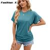 New Solid Color Round Neck Loose Short-sleeved T-shirt Tops for Women