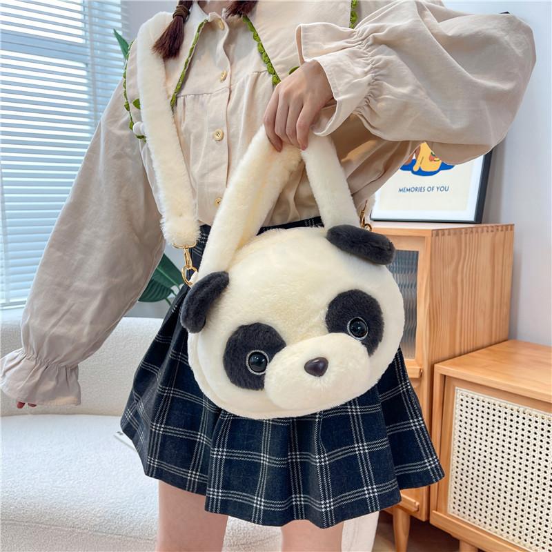 Модная плюшевая мультяшная сумка большой вместимости, милый ягодный медведь, ананас, щенок, белка, на плечо, сумка-тоут, панда