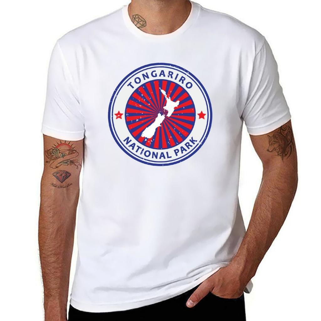 Tongariro National Park New Zealand Country Symbol TShirt Active Sports Short Sleeve Cotton Shirt TShirt
