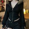 Women's Retro Solid Color Hooded Cardigan: Waist-Slimming Design with Fur Collar.
