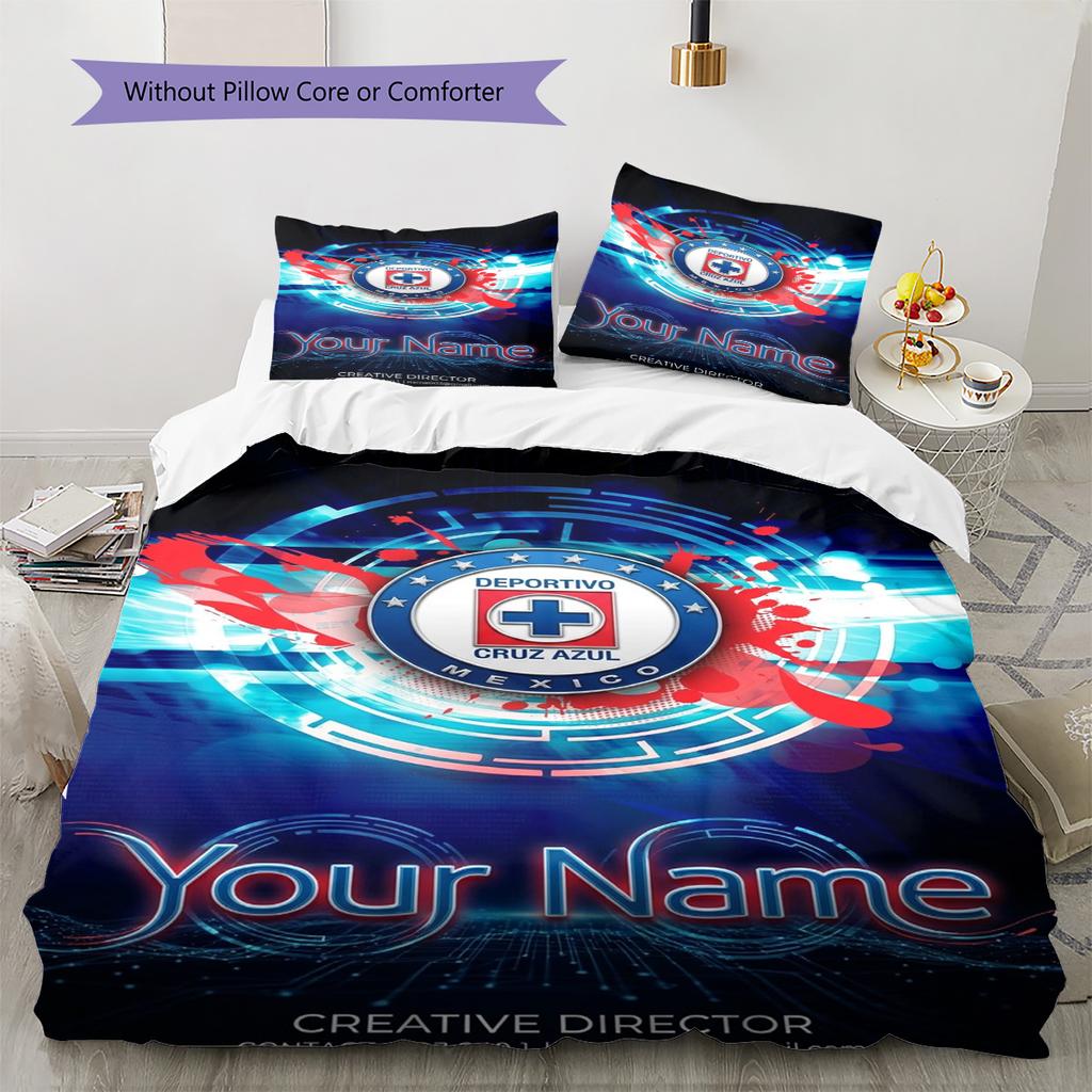 Name Custom Cruz Azul Pattern Bedding Set Quilt Cover Pillowcase Home Decor Gift (1 * duvet cover + 2 * pillowcase, without core)