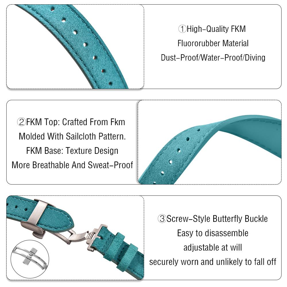 JWNSPA Vintage Suede Texture Leather Watch Strap 20mm 22mm Retro with Folding Buckle Replacement Band