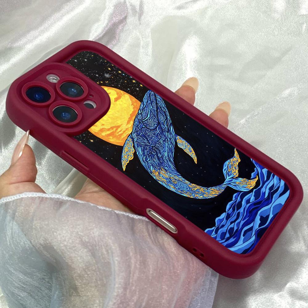 Чехол JT480 Smart Whales для iPhone 17 16 15 14 13 Pro Max, Samsung S26 S25 Ultra A17 A07 A56 A16 A15 A14 A13 A06 A25, Xiaomi 15T, Redmi 15c 14C.