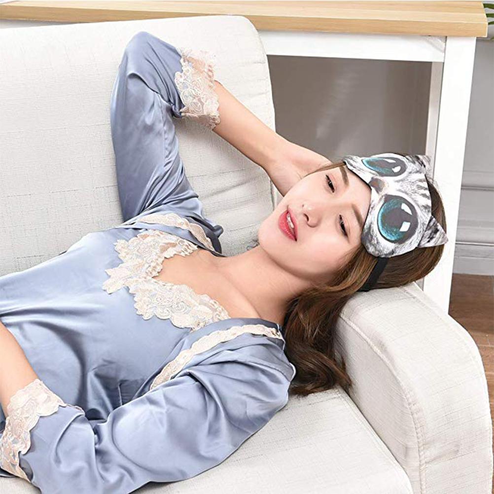 3D Big Eyes Cat Mask Cartoon Animal Sleeping Cotton Cooling Eyeshade Travel Home Office