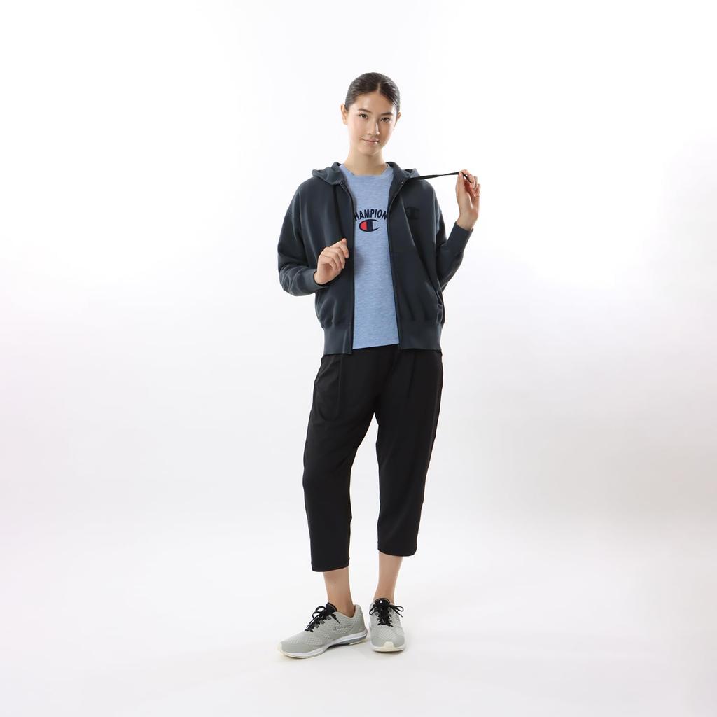 Champion Long Sleeve Stretch Terry Zip Hooded Sweatshirt with Women's One-Point Logo, Techweave®, Off-Black, CW-ZS101