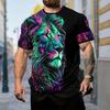 Новая летняя мужская модная футболка с принтом льва, мужская футболка, топ
