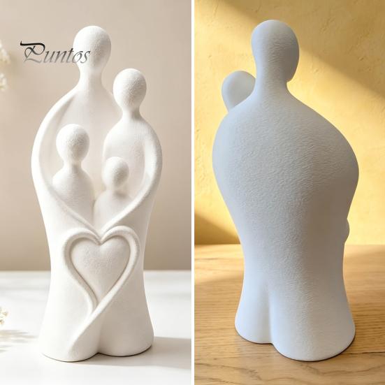 Памятный подарок на годовщину 3D-печатная статуэтка семьи из четырех человек, абстрактная минималистичная скульптура с сердцем, креативный дизайн подарков на новоселье,
