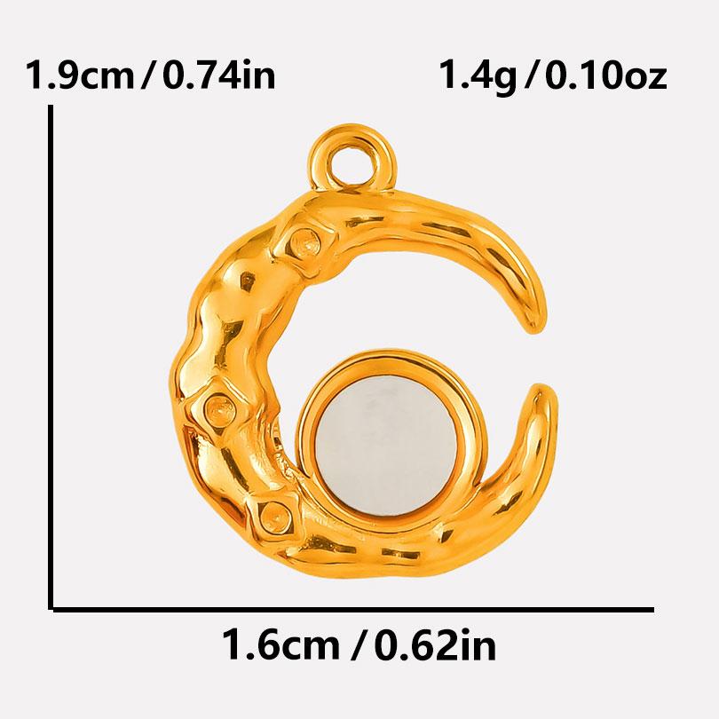 2pcs White Shell Charm Stainless Steel Pendants For Jewelry Making Supplies Mirror Sun Heart DIY Charms In Bulk Real Gold Plated