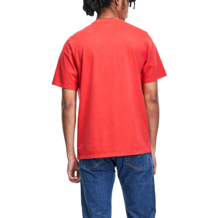 Мужская футболка Levis однотонная с карманом, круглым вырезом, коротким рукавом, топ, красный, A3697-0000