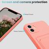 Silicone Phone Case with Card Holder & Camera Lens Protection (for iPhone 12 6.1 Inch) - Pink