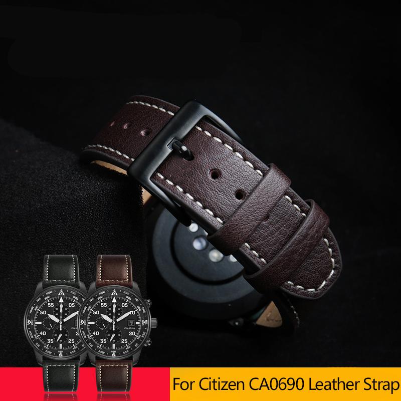 High Quality Cowhide Leather Watchband for Citizen CA0690 CA0695-17E CA4500 Bracelet Men's Steel Rubber Watch Strap 20mm 22mm