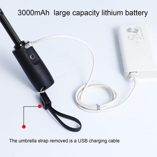 Зонт с вентилятором и распылителем тумана, USB-перезаряжаемый, 3000 мАч, защита от УФ-лучей, 3-в-1