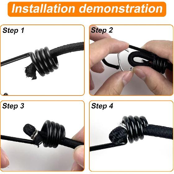 3/8 inch Plastic-Coated Bungee Shock Cord Hook, 30 PCs Plastic Coated Bungee Cord Hooks Spiral Bungee Hooks Wire Hooks End for Elastic Rope Strapping