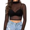 Sexy Slim Fit Perspective Tight Fitting Long Sleeved Mesh Women’s Corset Tops