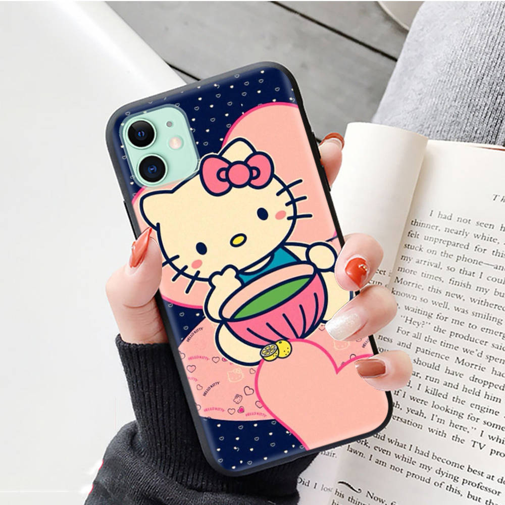 Черный чехол для OPPO Reno 8 6 5 4 Pro Plus Find X3 A17 A3 A31 A38 A40 A53 A54 A55 A74 A76 A78 A77 A80 A94 A95 A96 Lite L-19 Hello Kitty