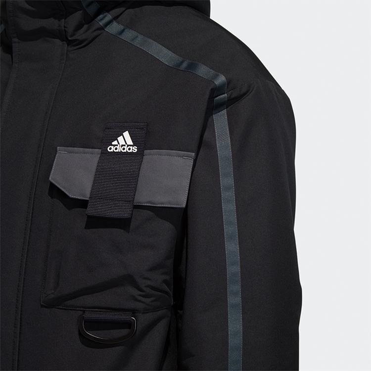 adidas Удобная теплая стеганая куртка с капюшоном, мужские куртки, черная GN7379