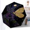 Butterflies, Night Sky Automatic Folding Umbrella Compact 8 rib Design, Unique Style, Suitable for Everyday Outdoor Use, Perfect Gift for Fr