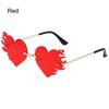 Rimless Fire Heart Shaped Sunglasses Uv400 Protection Costume Accessories Halloween Glasses Flame Love Sun Glasses