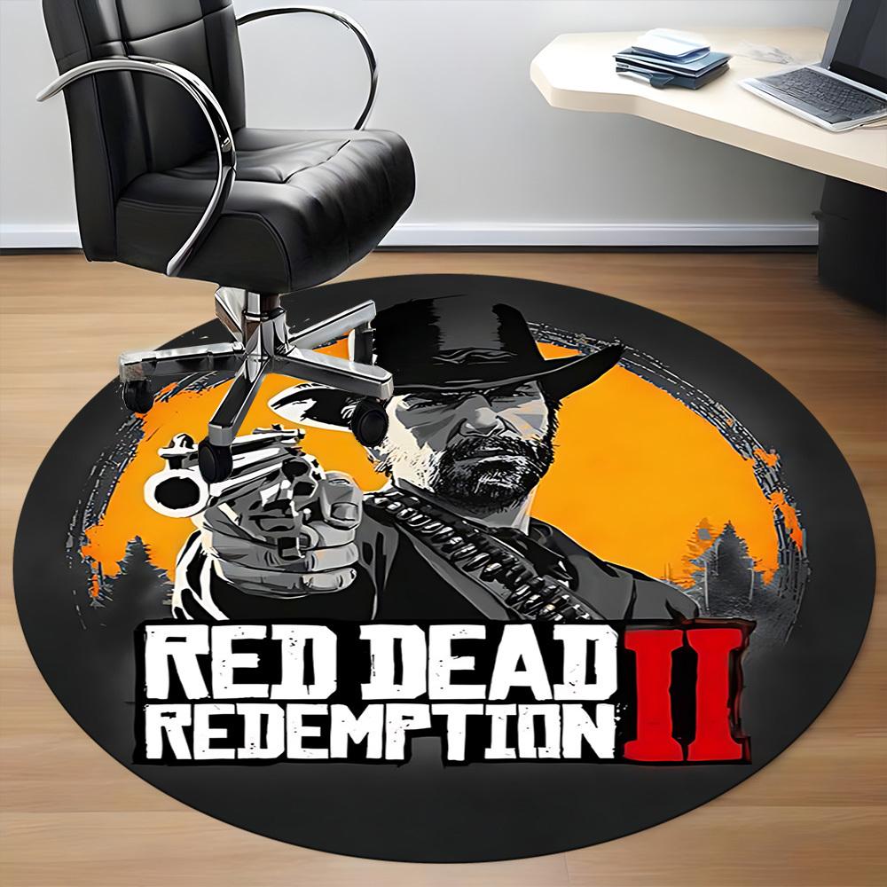 1 шт. Круглый ковер Red Dead Redemption II для офиса, коврик для помещений, подходит для офиса, спальни, гостиной, домашнего декора, декор комнаты a0926037