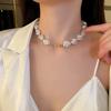 Imitation Pearl Baroque Irregular Necklace Small Pearl Fashion Sweet Light Luxury Neckchain Collar Chain